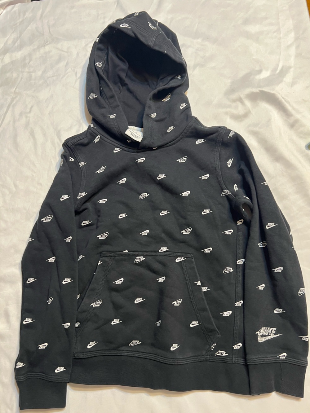 Nike Black Hoodie with White Mini Swoosh Print